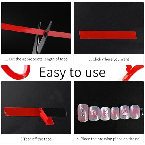 Mozeat Lens Double Sided Tape for Press on Nails - 2 Rolls, 10mm x 300cm