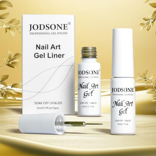 JODSONE Metallic Nail Art Gel Liner Set - Gold & Silver 3D Effect
