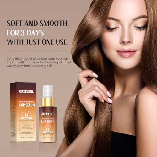 GREEONIL Hair Serum for Frizz 1.76oz/50ml with Marula Oil & Squalane – All Hair Types