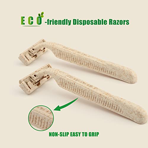 EZ Disposable Razor 50pcs Eco-Friendly 3-Blade Shaving Razors for Men & Women