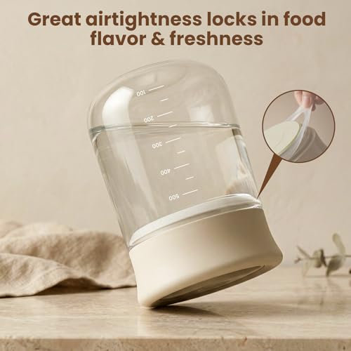 Airtight Glass Storage Jar 27 oz with Easy Open Lid for Food