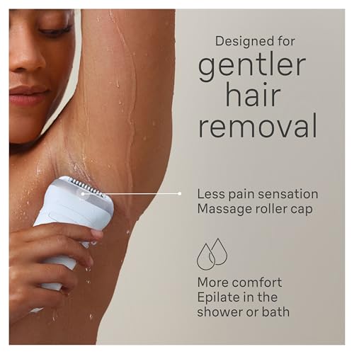 Braun Epilator Silk-?pil 7, Hair Removal Device, Women Shaver & Trimmer, Wet and Dry, Wide Head, Includes Shaver Head and Trimmer Comb, SE7-041, Silver