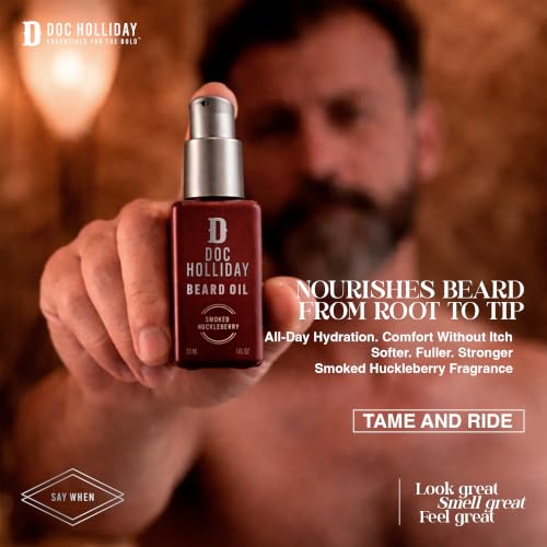 Doc Holliday Beard Oil, Smoked Huckleberry, Softens, Controls & Adds