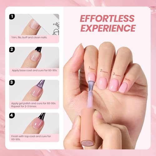 Beetles Jelly Gel Nail Polish Set - 6 Sheer Nude Colors for Manicure