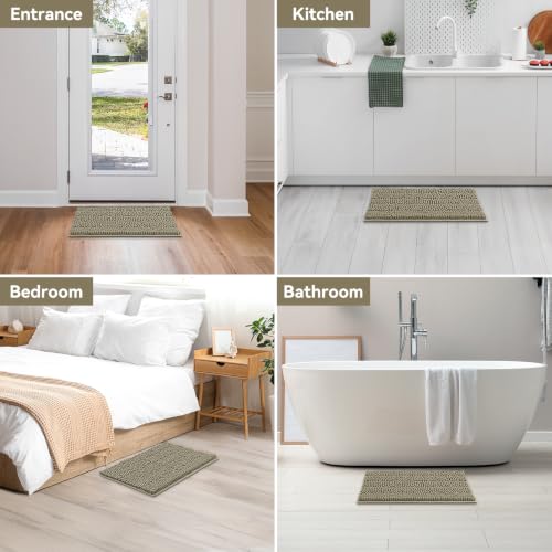 Bcoimo Chenille Bath Rug Mat 24x17 - Soft, Non-Slip & Absorbent