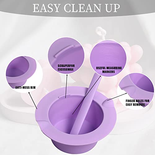 LUTER Silicone Wax Warmer Bowl and Spatula Set - 2 Piece Hair Removal Kit