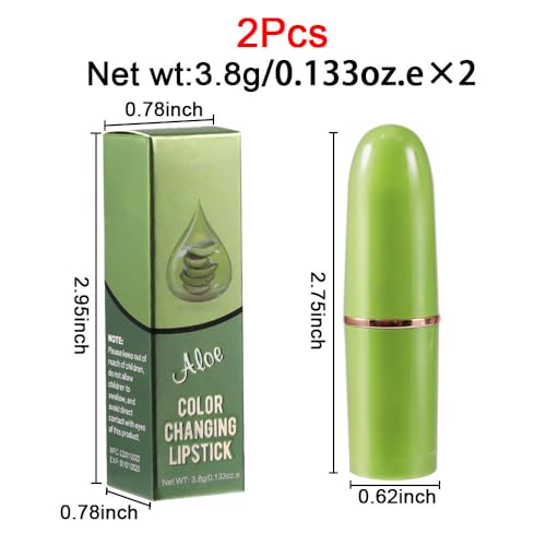 BINGBRUSH Aloe Vera Color Changing Lipstick Set 2 Pack Moisturizing Lip Gloss for Women