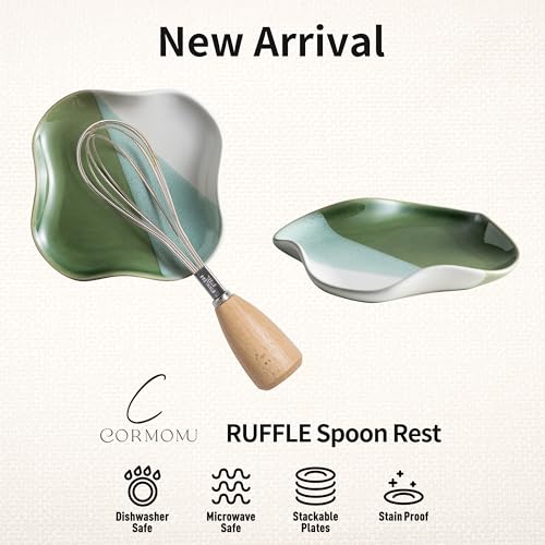 Ceramic Spoon Rest for Kitchen - Heat-Resistant Utensil Holder