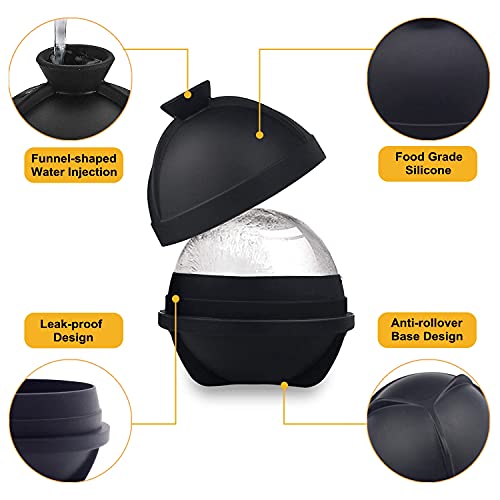 Silicone Ice Ball Molds Set of 4 - 2.5-Inch Sphere Ice Makers