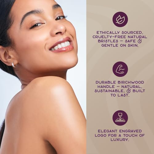 Purple Canyon Natural Boar Bristle Dry Body Brush for Exfoliation & Cellulite
