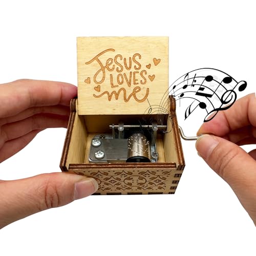 Youtang Jesus Loves Me Wooden Music Box - Handcrafted Keepsake Gift