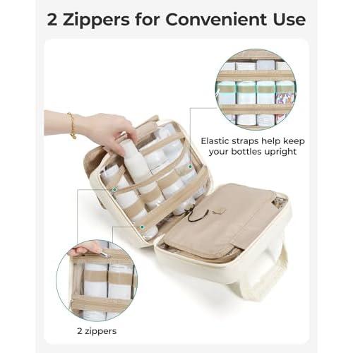 BAGSMART Travel Toiletry Bag for Womne, Hanging Travel Bag for Toiletries, Puffy Makeup Cosmetic Bag Organizer, Carry-on Travel Accessories Essentials, Black