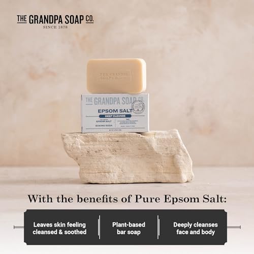 Epsom Salt Bar Soap 4 Pack - Deep Cleansing Vegan Soap for Face & Body