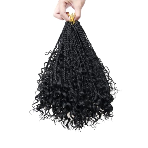 BYKSVIOC 10 Inch Goddess Box Braids Crochet Hair - 8 Packs, 1B