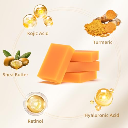 HOYEHOLA Kojic Acid & Turmeric Soap Bar for Dark Spots - 4 Pack