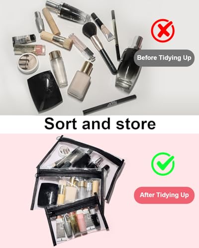Clear Makeup Bags - 3 Pack Cosmetic Organizers for Travel