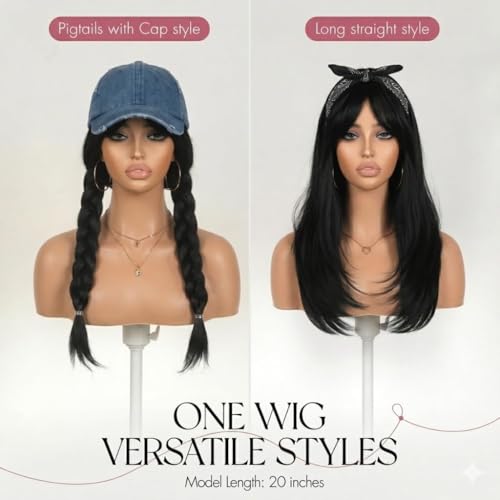 ZRLK 20-Inch Black Layered Straight Wig with Bangs - Beginner Friendly