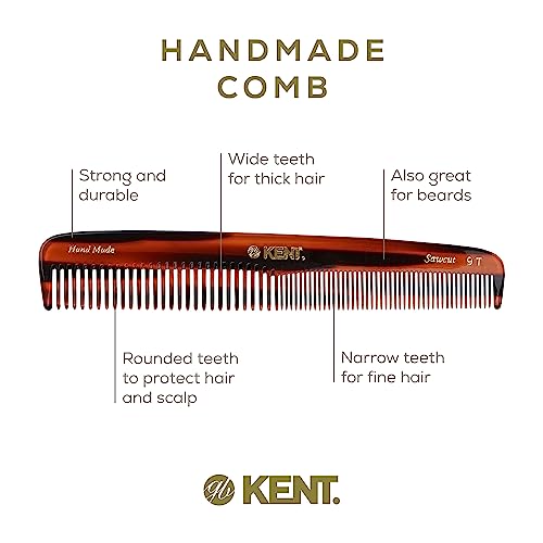 Kent 9T Tortoise Fine & Wide Tooth Detangler Comb - 2 Pack