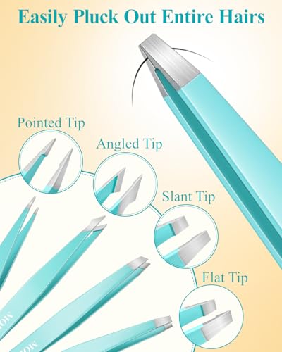 Green MORGLES 10-in-1 Facial Hair & Pimple Tweezers Kit for Women