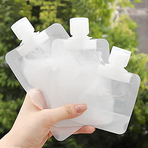 Refillable Travel Lotion & Shampoo Pouch Set - Clear Plastic Stand-Up Bags, 10 pcs