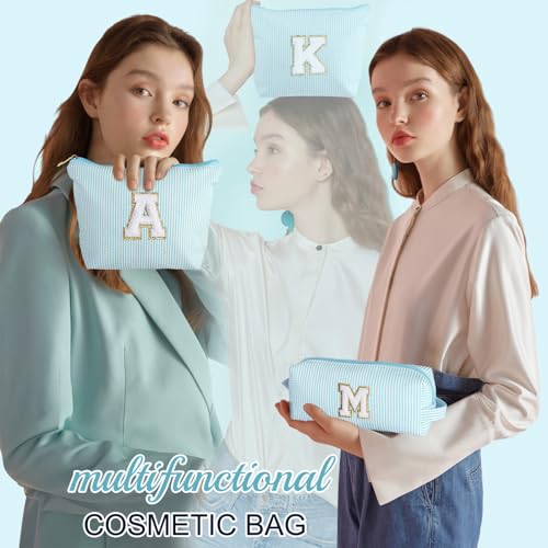 YOOLIFE Light Green Initial Makeup Bag for Girls & Women