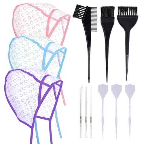 Yampahpa Hair Highlighting Kit with Caps and Hooks - 12 pcs