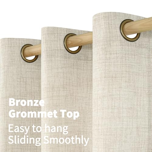 YoungsTex 2 Panel Linen Kitchen Curtains, 40 Inch Length, Light Filtering with Bronze Grommets