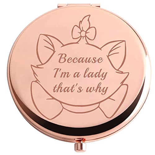Cat Pocket Compact Makeup Mirror - 'Because I'm a Lady' Gift for Cat Lovers