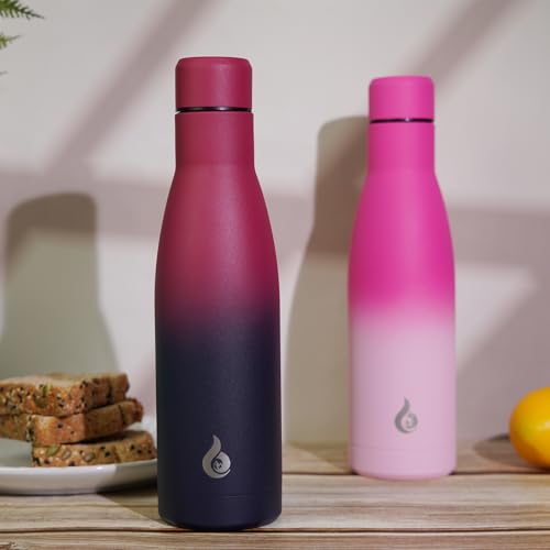 17 oz Insulated Stainless Steel Water Bottle - BPA Free, Leak Proof, Keeps Hot & Cold, Black Red