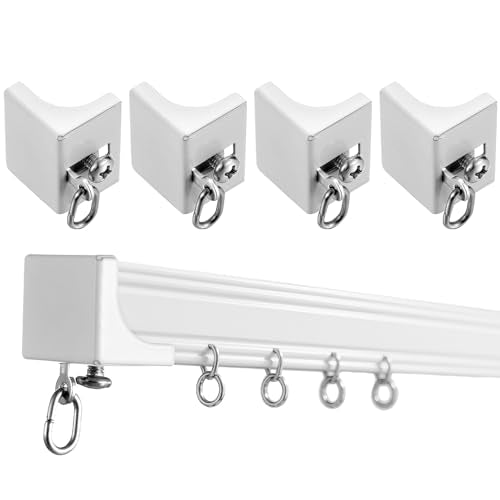 Zonon 4 Pcs White Ceiling Curtain Track End Caps - Quiet Drapery Stops