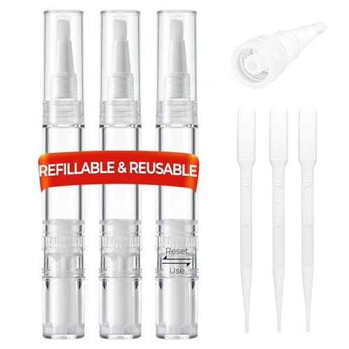Refillable Cuticle Oil Pen Set - 3 Pack, 5ml Leak-Proof