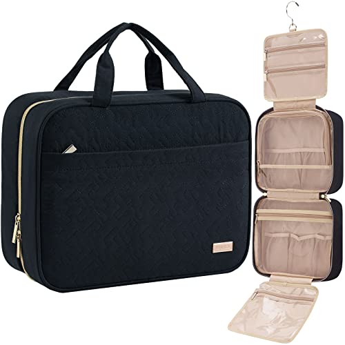 NISHEL Large Hanging Travel Toiletry Bag - Portable Makeup Organizer, Black