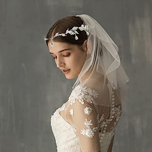 Elegant Rhinestone Leaf Tiara Headband for Bride, Bridesmaid, Crown - Crystal Pendant Wedding Hair Accessory