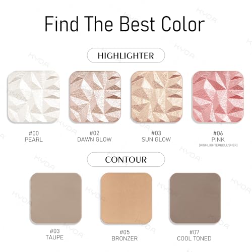 KYDA Baked Highlighter and Contour Palette - Silky Shimmer Face Sculpting