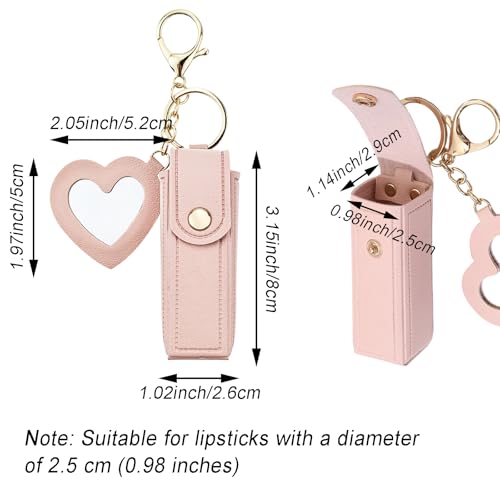 Arvintas Style 1 PU Leather Lipstick & Lip Balm Keychain with Mirror - Pack of 4