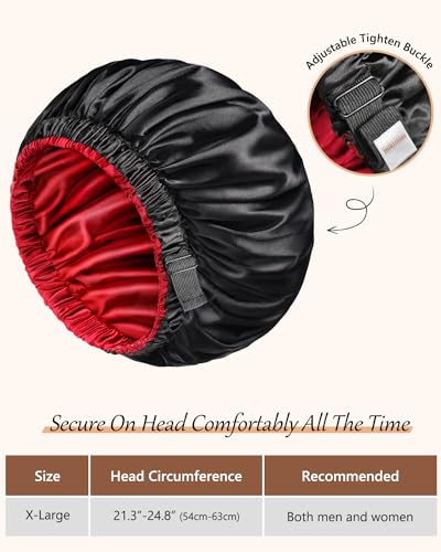 mikimini Reversible Satin Bonnet, Adjustable Large Sleep Cap for Hair