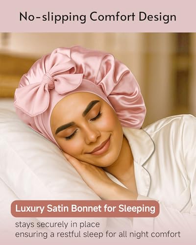 Yanideer Adjustable Satin Bonnets - 3 Pcs Double Layer Hair Cover