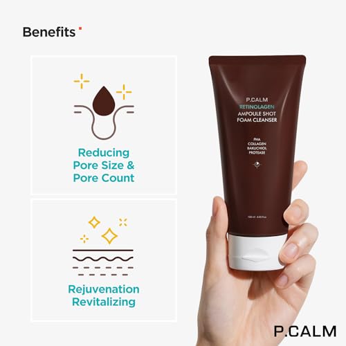 P.CALM Retinolagen Ampoule Shot Foam Cleanser 120ml - Vegan Pore Cleansing