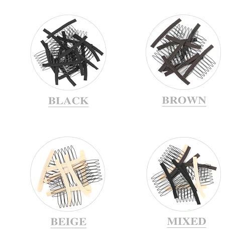 30 Pcs 7-Teeth Wig Clips for Secure Wig Caps - Black