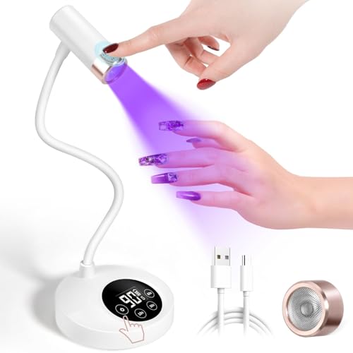 AORAEM BB-White Gooseneck UV LED Nail Lamp for Gel Nails, Rechargeable