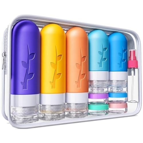 Aeomni 19pack TSA Approved Travel Bottles for Toiletries - Silicone travel size Containers, Leak Proof Size Toiletries, Refillable Shampoo and Conditioner Bottles, Travel Essentials