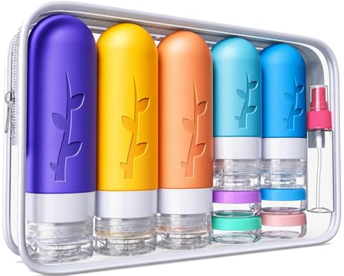 Multicolor TSA Approved Travel Bottles Set - Leakproof Silicone Toiletry Containers