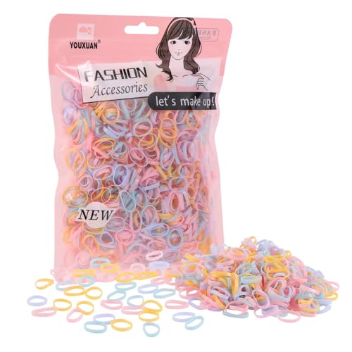 YOUXUAN 1000 Pack Mini Elastic Hair Ties for Kids - Ouchless, Strong & Stretchy