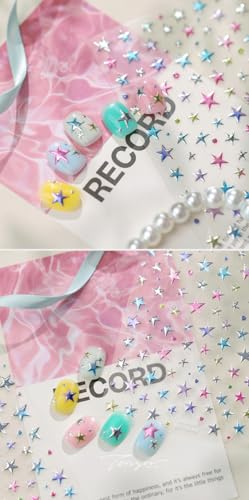 5D Embossed Holographic Star Nail Stickers - Self-Adhesive Nail Art Decals