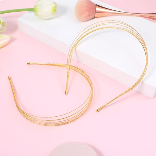 2PCS Gold Multi-Layered Metal Headbands for Women - Elegant Hair Accessories