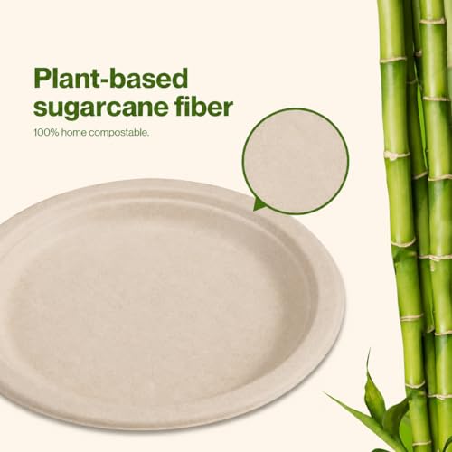 Eco Centric Compostable Plates - 8 Inch, Heavy Duty, 50 Pack