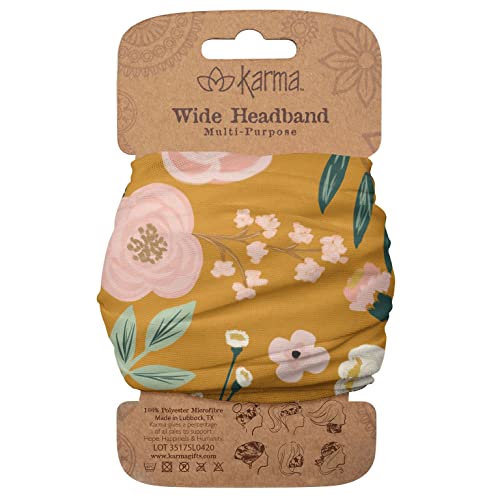 Karma Mustard Floral Headband for Women - 1 Count Fabric Hair Scarf