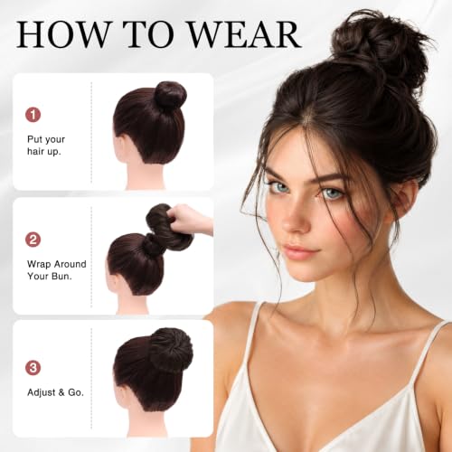2PCS Messy Bun Hair Piece for Thin Hair - Natural Synthetic Updo Scrunchie