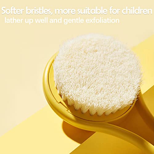 Tuklye Baby Bath Brush with Soft Nylon Bristles & Long Handle - Kid-Friendly 14 Inch Yellow Duck Design