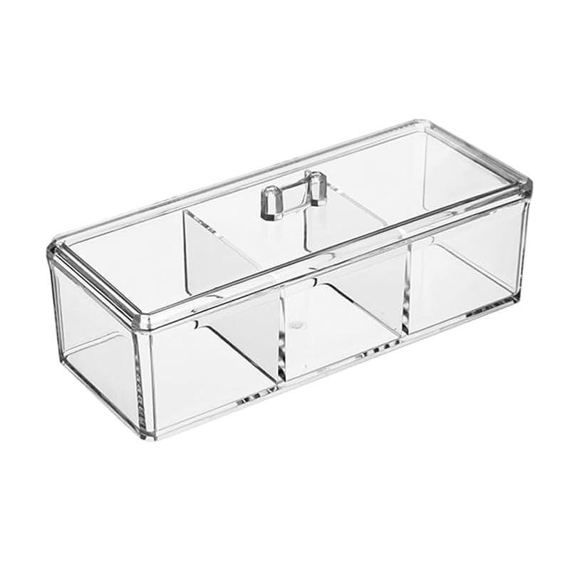 FRCOLOR Clear Acrylic Makeup Organizer Box with Lid for Vanity Storage